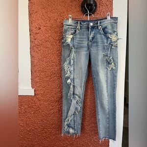 Blankk NYC Ruffled Cropped Straight-Leg Jeans in Good Call Size 25